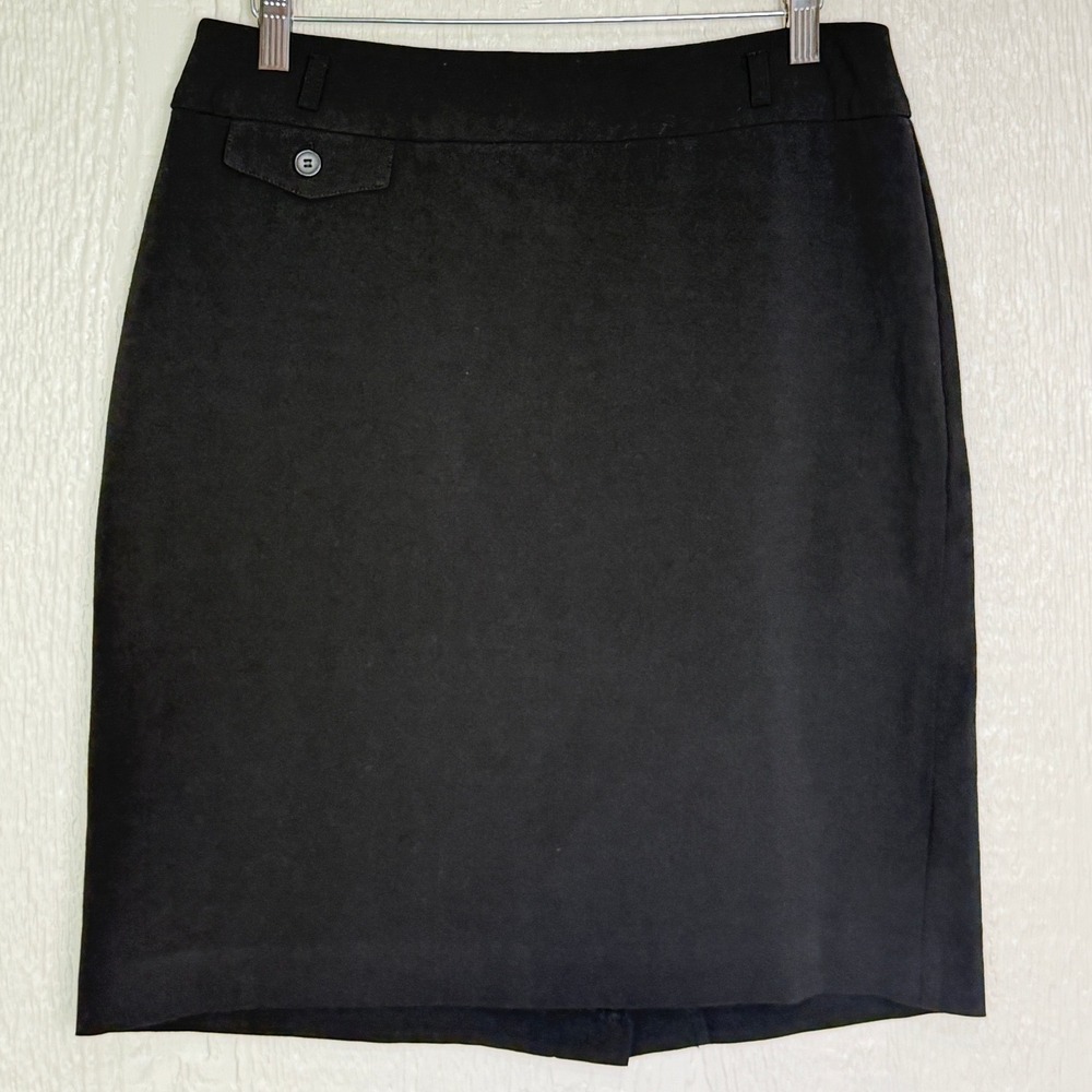 Briggs New York Petite Women's Black Pencil Skirt Back Vent Knee Length Size 8P